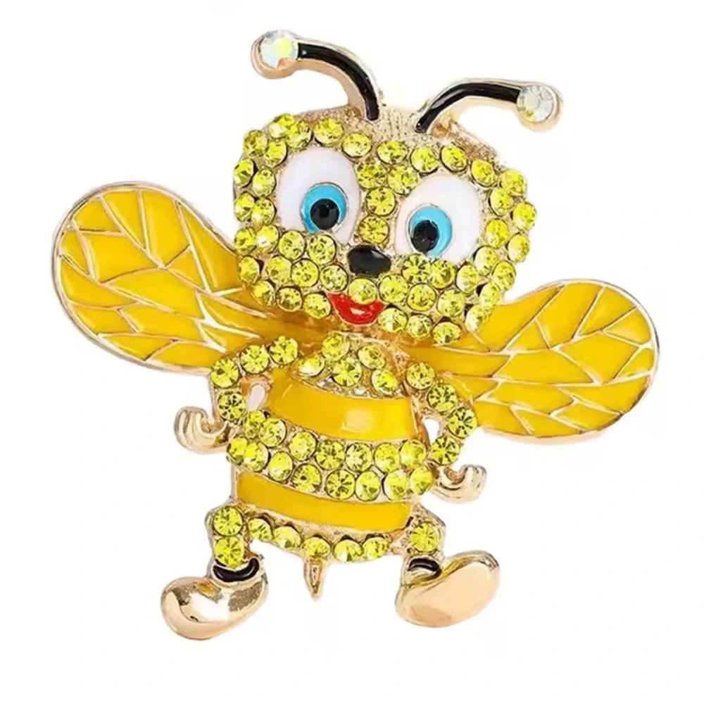 Cute Bumble Bee Brooch – Rhinestone Gold Statement Jewelry - Picture 4 of 8